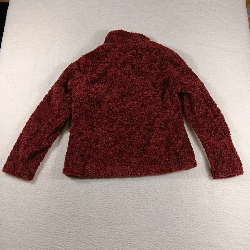 Pendleton Jacket Womens Medium Maroon Fuzzy Zip Sherpa Wool Teddy Deep Pile - Picture 8 of 12